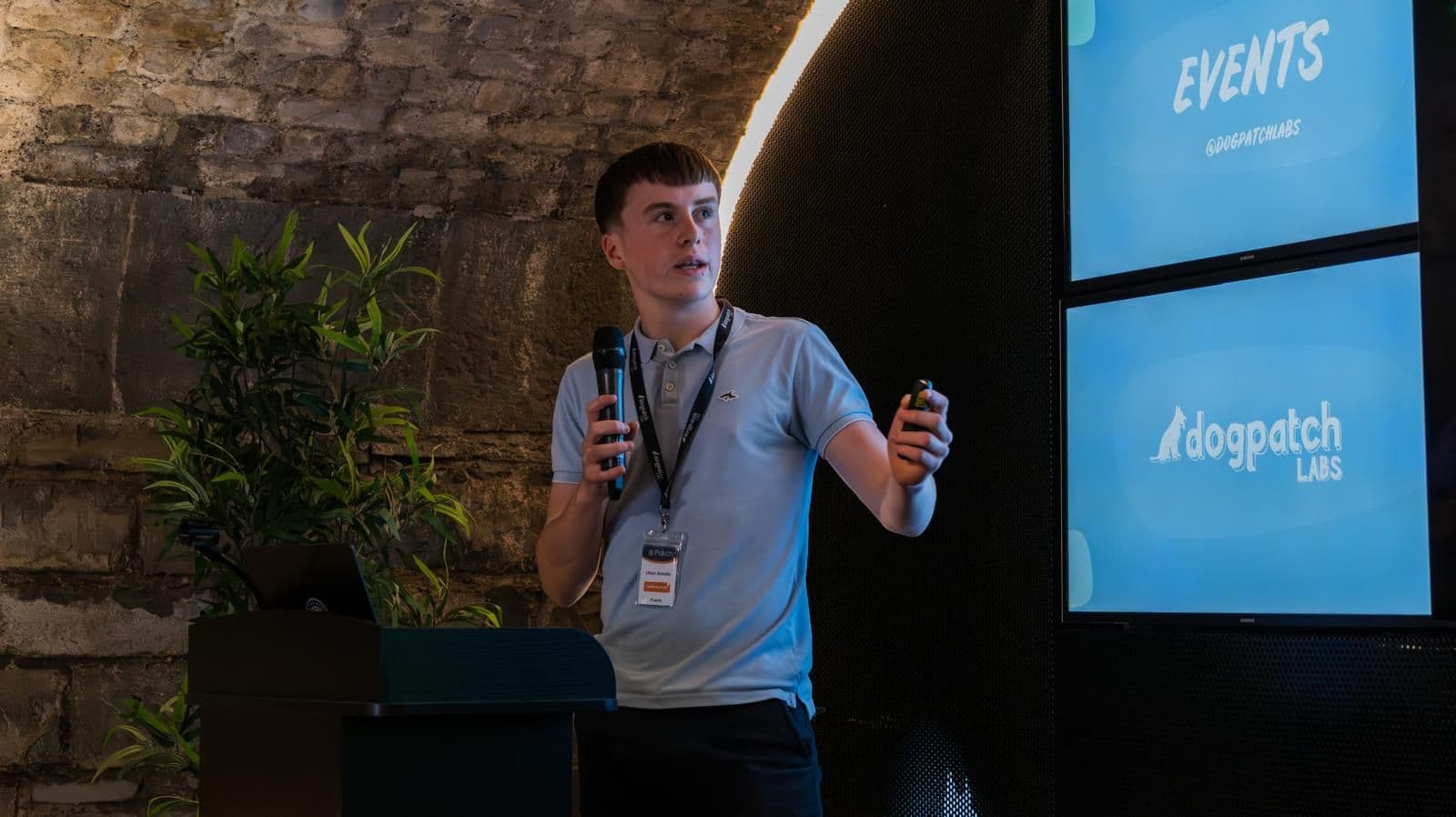 Ultan Breslin speaking at a Patch x OpenAI Week event